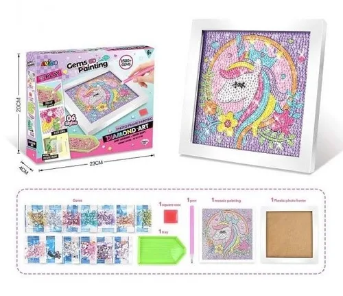 יצירה הדבקת אבנים חד קרן